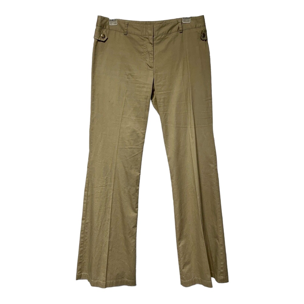 BCBGMaxAzria Womens Dress Pants Green Khaki Slacks Mid Rise Bootcut Solid 6